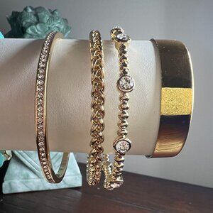 Anne Klein Gold-Tone 3-Pc. Crystal Bangle Bracelets
